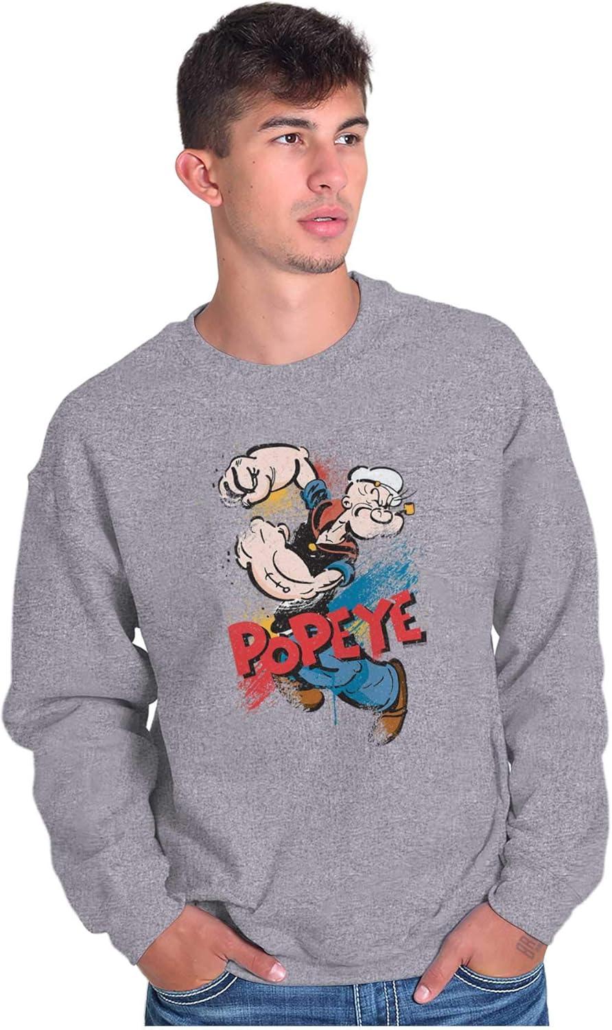 imageBrisco Brands Popeye the Sailor Retro Cartoon Comic Sweatshirt for Men or WomenSport Grey