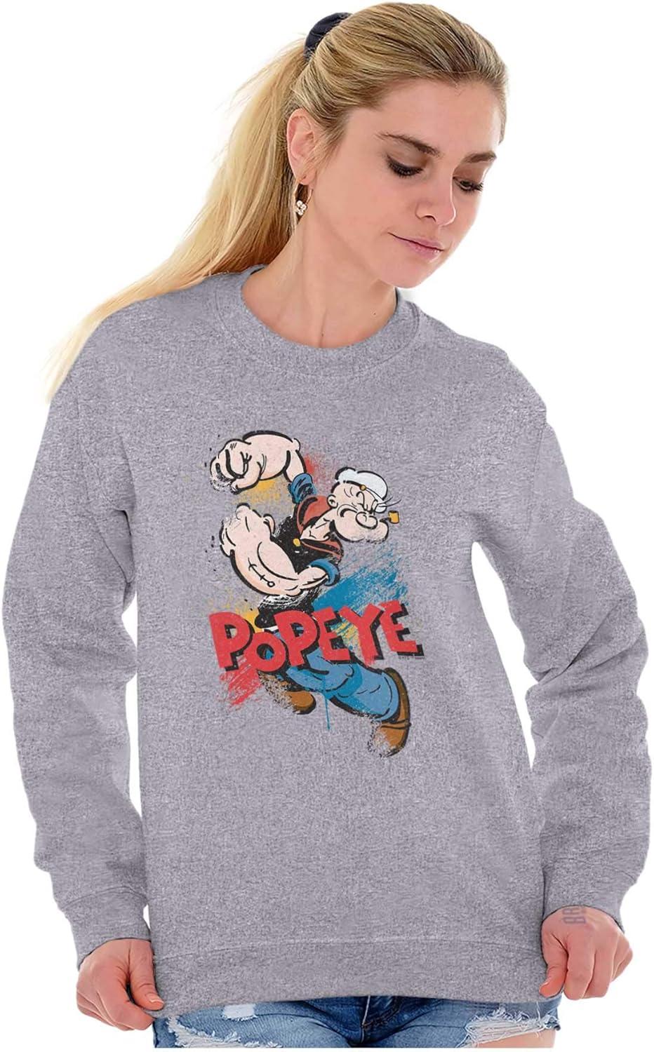 imageBrisco Brands Popeye the Sailor Retro Cartoon Comic Sweatshirt for Men or WomenSport Grey