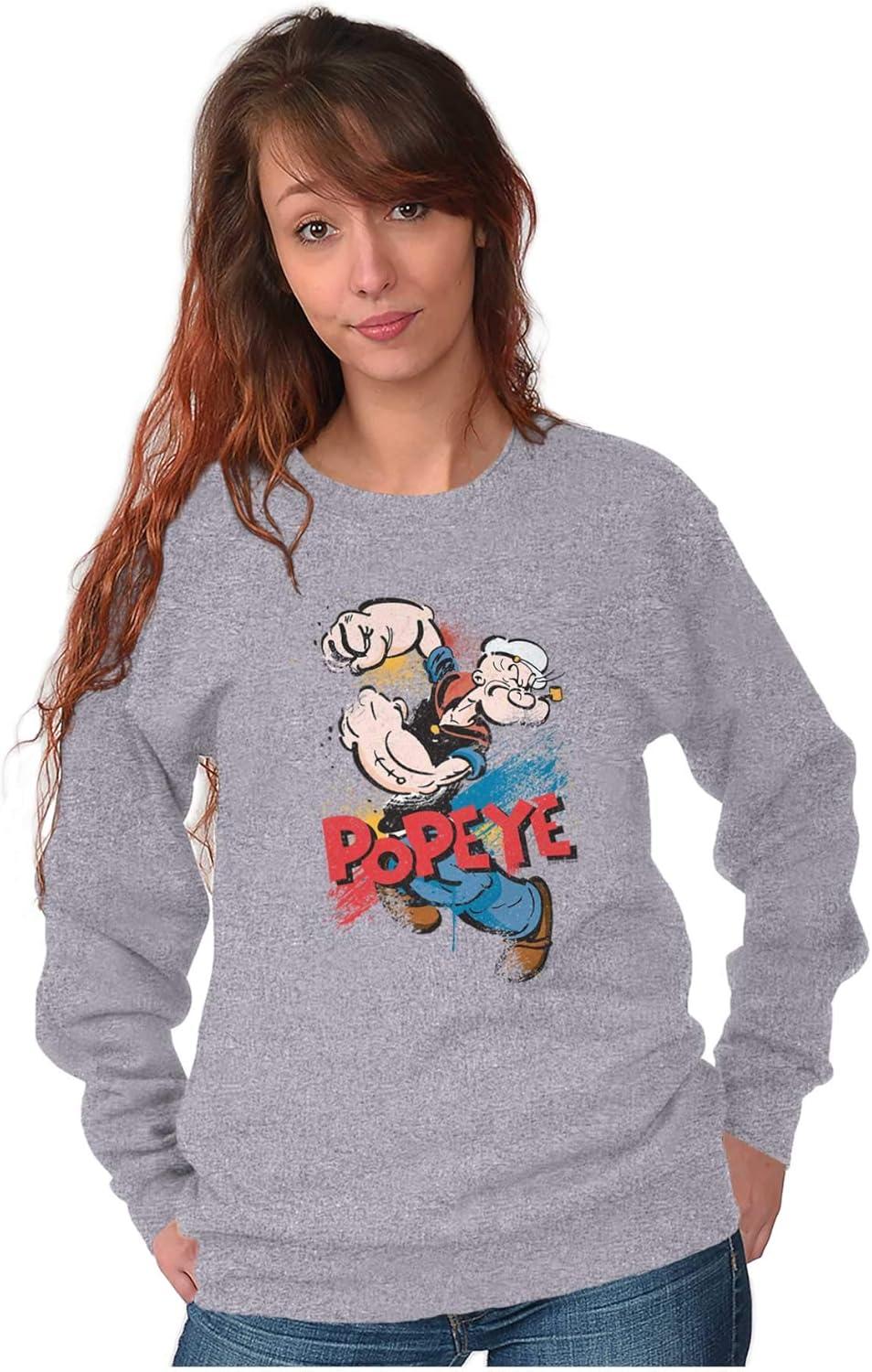 imageBrisco Brands Popeye the Sailor Retro Cartoon Comic Sweatshirt for Men or WomenSport Grey