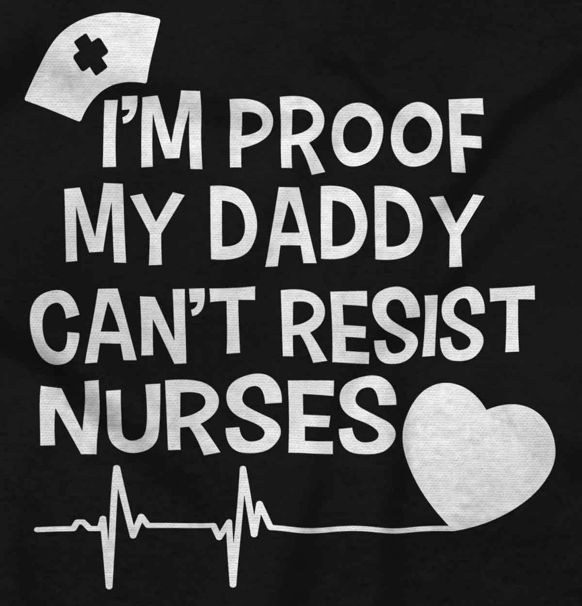 imageBrisco Brands Proof Daddy Cant Resist Nurses Heart Baby Romper Boys or GirlsBlack
