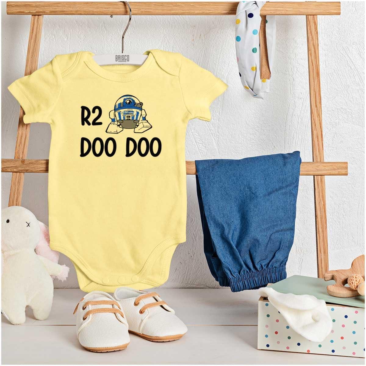 imageBrisco Brands R2 Doo Robot Droid Dark Galaxy Baby Romper Boys or GirlsBanana