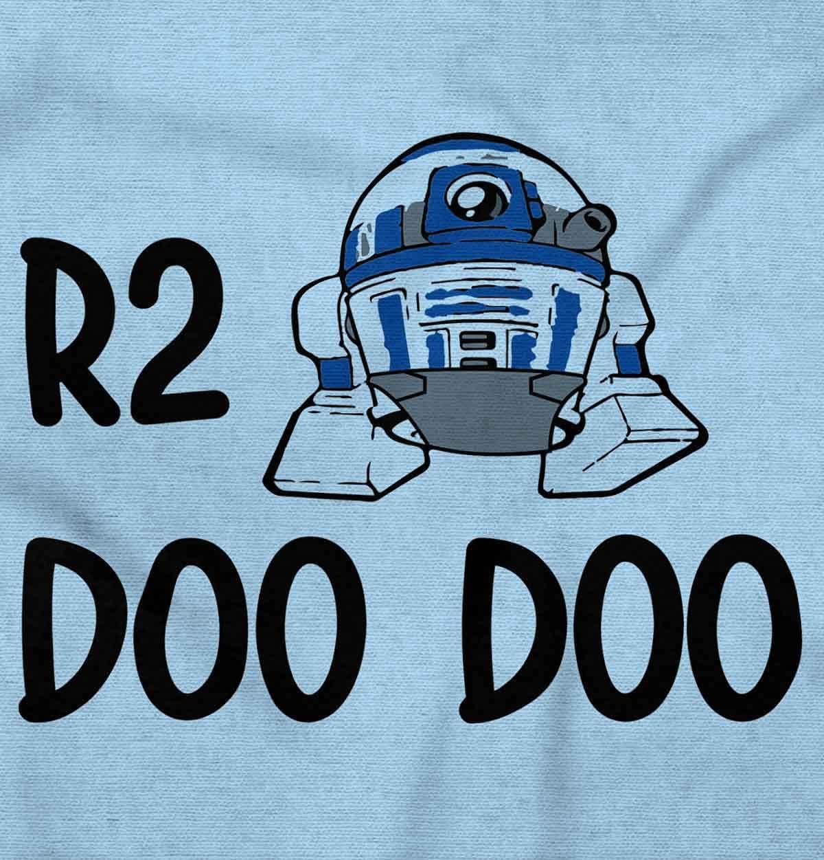 imageBrisco Brands R2 Doo Robot Droid Dark Galaxy Baby Romper Boys or GirlsLight Blue