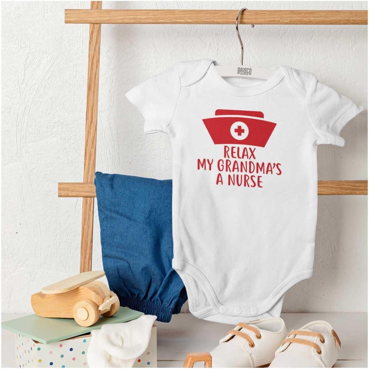 imageBrisco Brands Relax My Grandma Is A Nurse Essential Baby Romper Boys or GirlsWhite