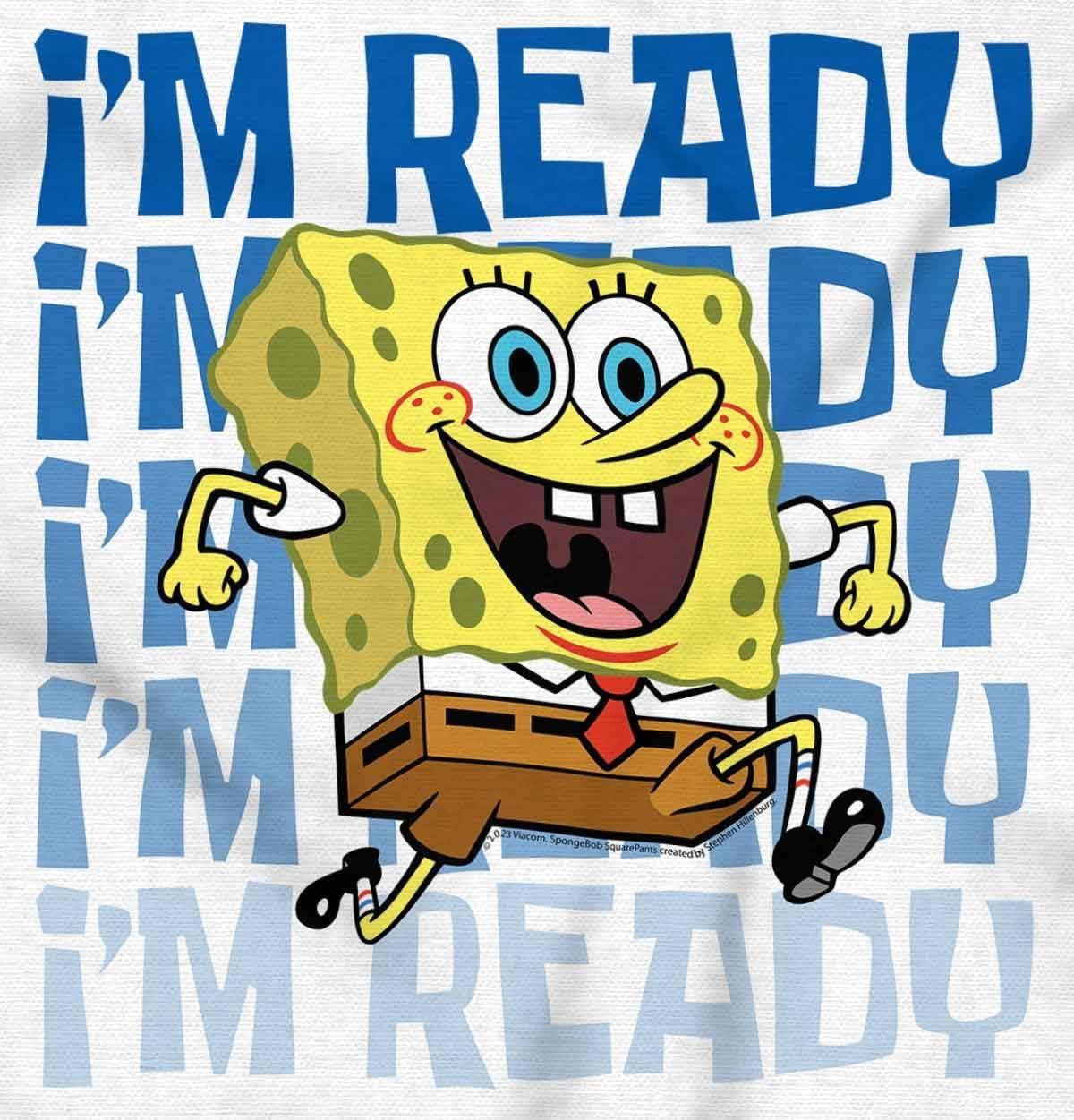 imageBrisco Brands Retro SpongeBob Cartoon Im Ready Baby Romper Boys or GirlsWhite
