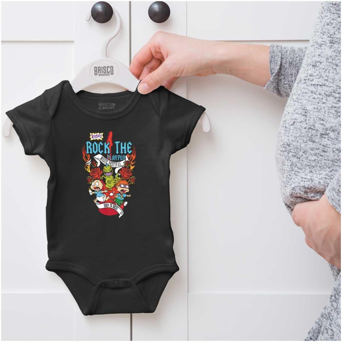 imageBrisco Brands Rugrats and Reptar Born to Rock Baby Romper Boys or GirlsBlack