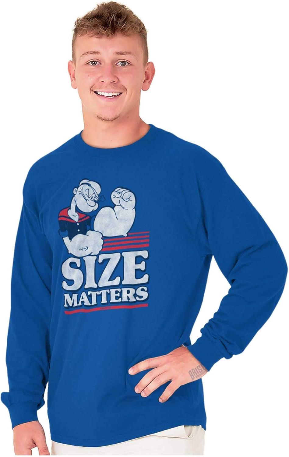 imageBrisco Brands Size Matters Popeye The Sailor Man Mens Long Sleeve Tee T ShirtRoyal