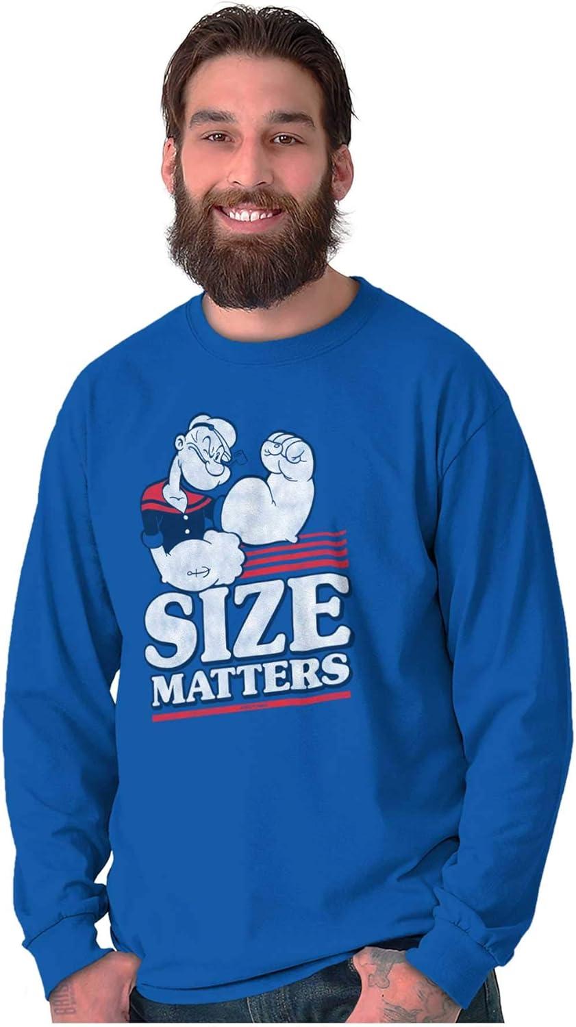 imageBrisco Brands Size Matters Popeye The Sailor Man Mens Long Sleeve Tee T ShirtRoyal