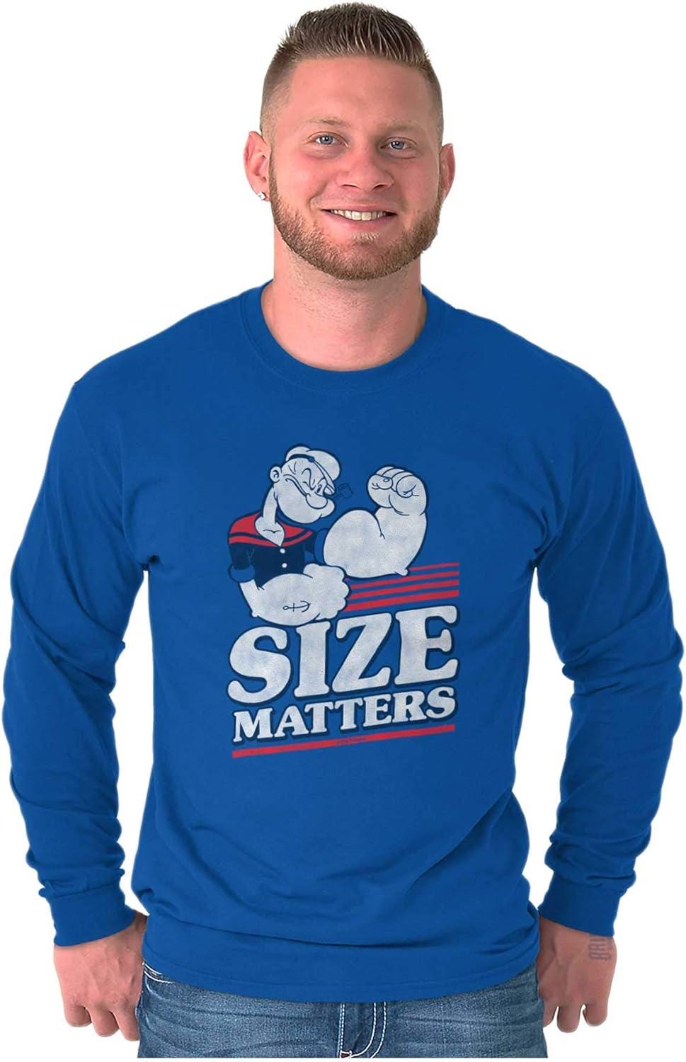 imageBrisco Brands Size Matters Popeye The Sailor Man Mens Long Sleeve Tee T ShirtRoyal