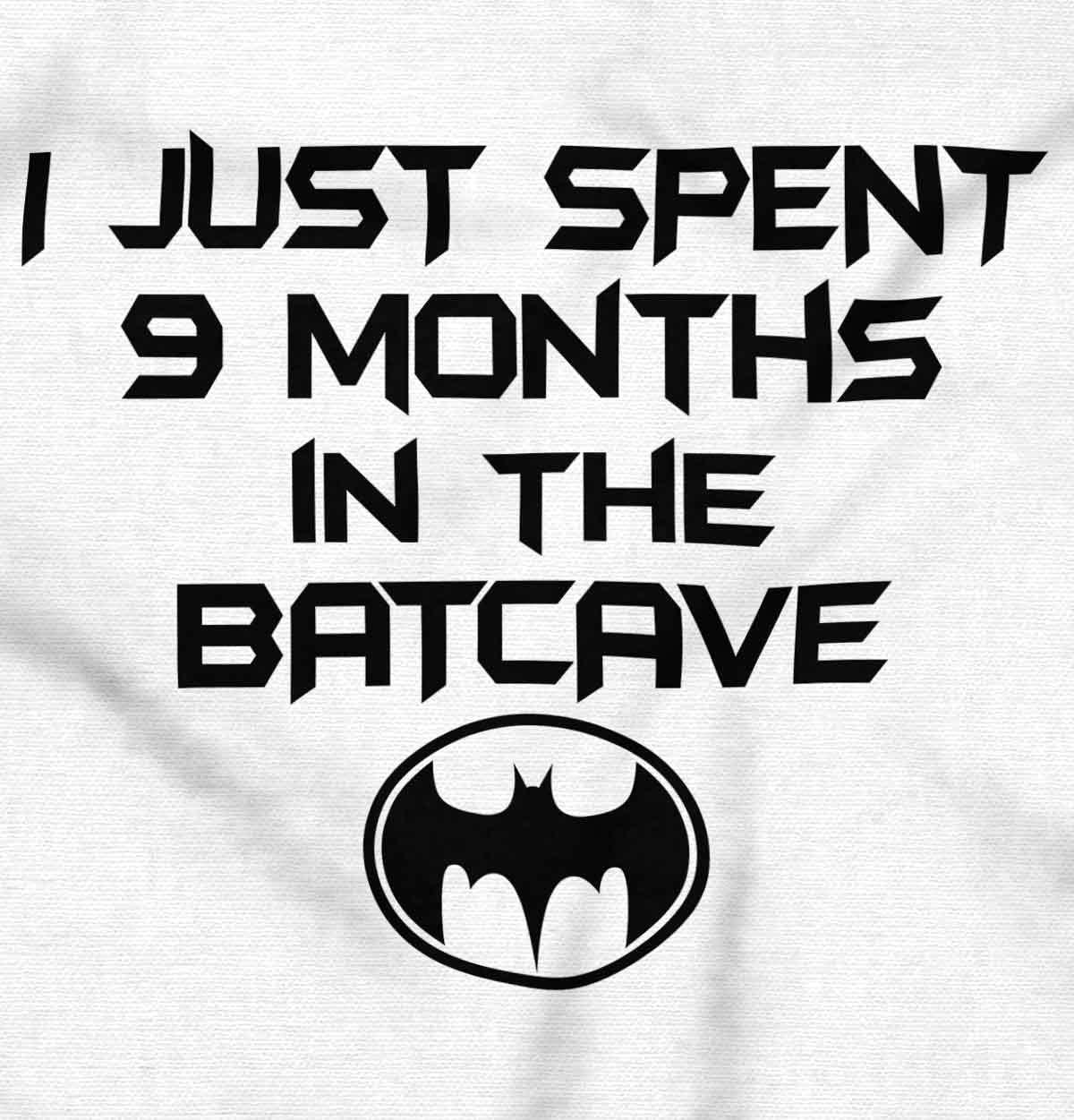imageBrisco Brands Spent 9 Months in the Cave Superhero Baby Romper Boys or GirlsWhite