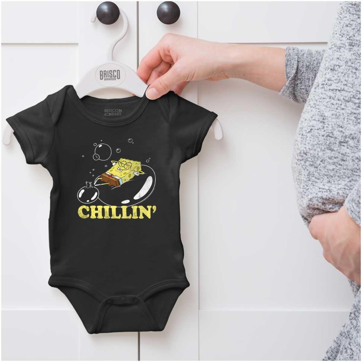 imageBrisco Brands SpongeBob Bubble Chillin Cartoon Baby Romper Boys or GirlsBlack