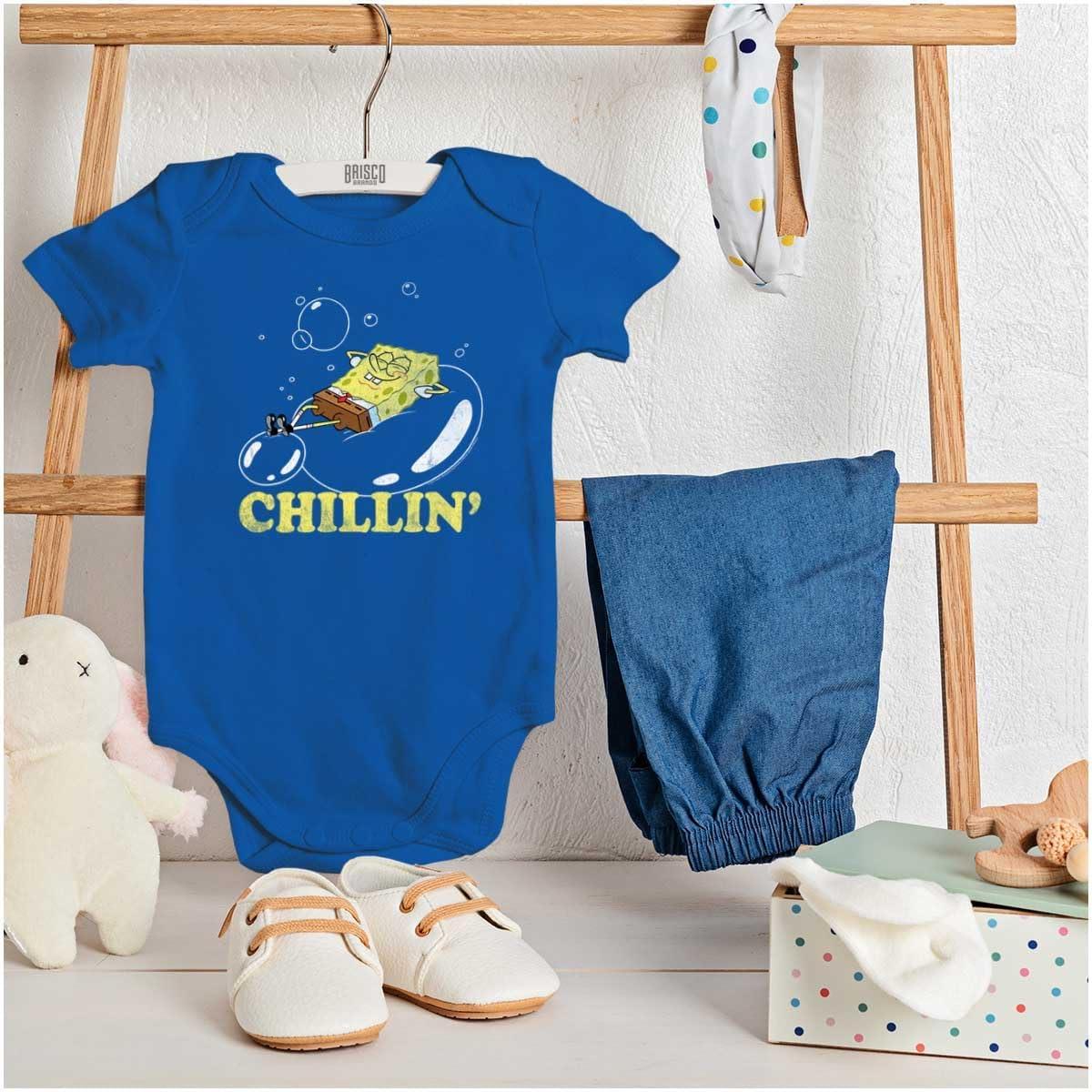 imageBrisco Brands SpongeBob Bubble Chillin Cartoon Baby Romper Boys or GirlsRoyal