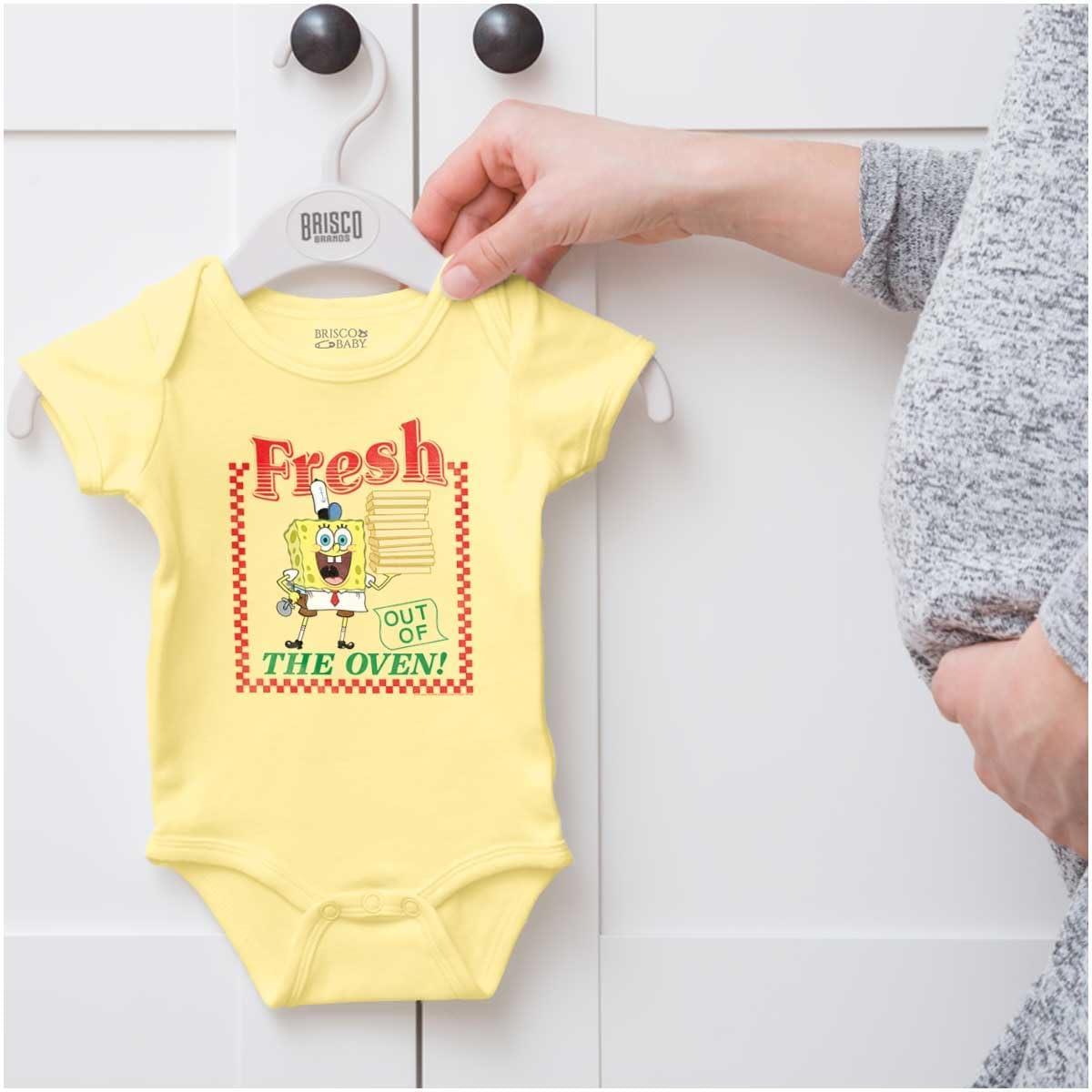 imageBrisco Brands SpongeBob Fresh Krusty Krab Pizza Baby Romper Boys or GirlsBanana