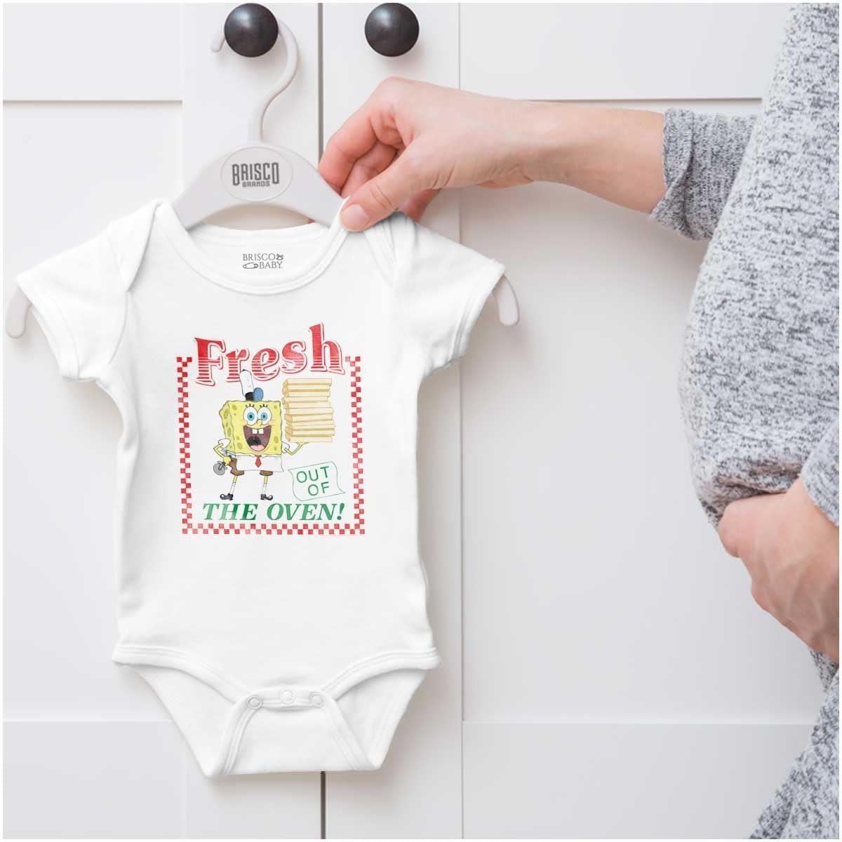 imageBrisco Brands SpongeBob Fresh Krusty Krab Pizza Baby Romper Boys or GirlsWhite