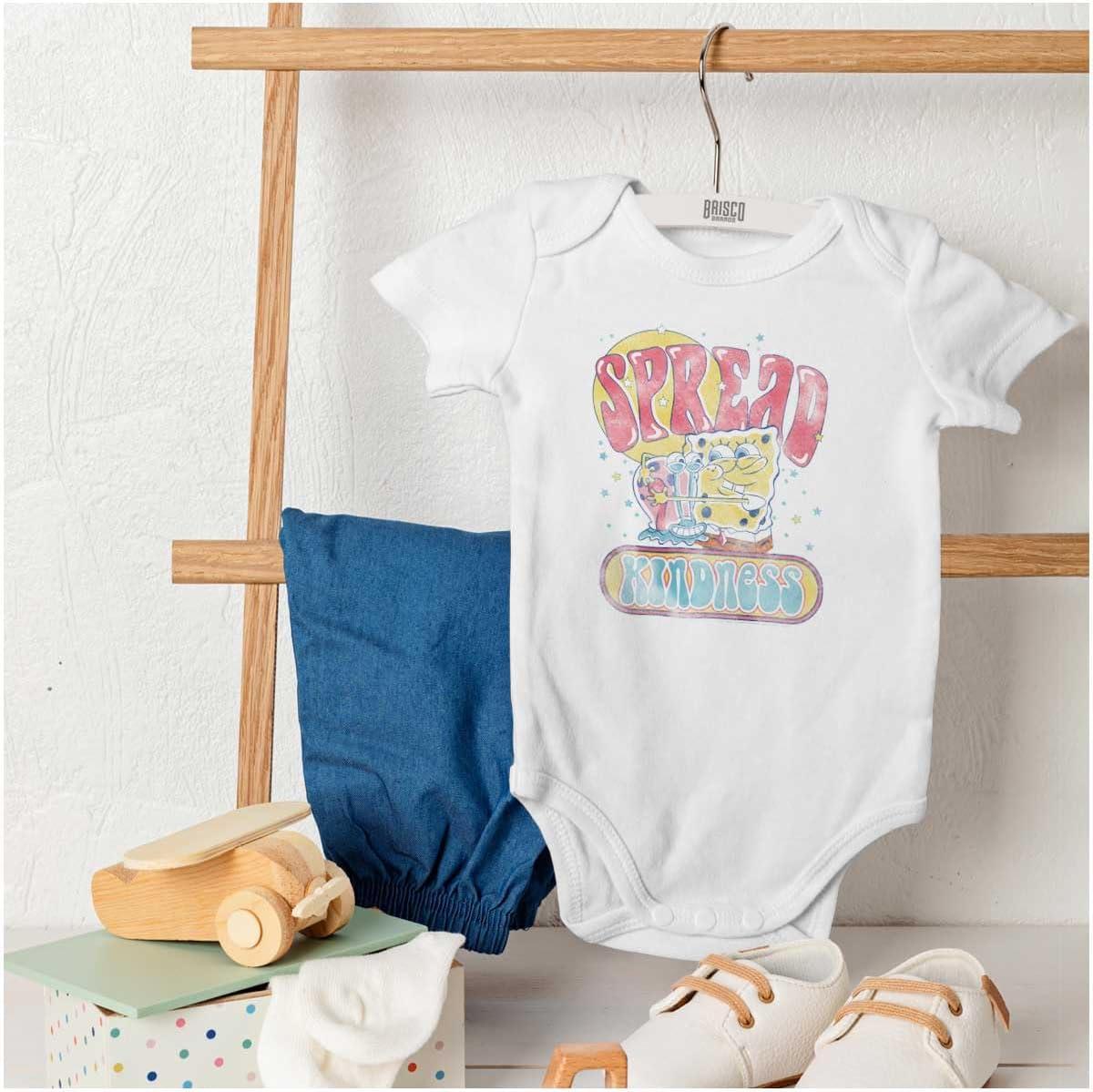 imageBrisco Brands SpongeBob Motivation Spread Kindness Baby Romper Boys or GirlsWhite