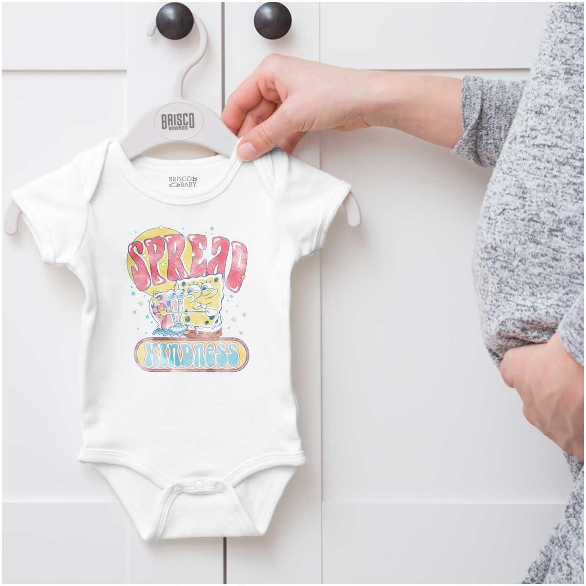 imageBrisco Brands SpongeBob Motivation Spread Kindness Baby Romper Boys or GirlsWhite