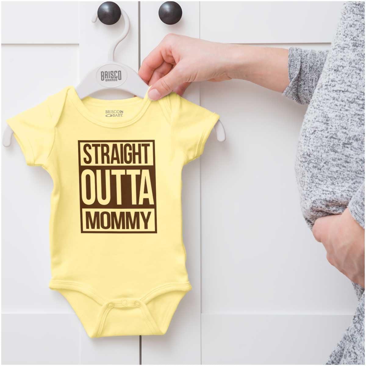 imageBrisco Brands Straight Outta Mommy Hip Hop Baby Romper Boys or GirlsBanana