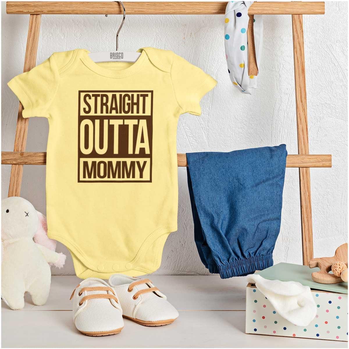 imageBrisco Brands Straight Outta Mommy Hip Hop Baby Romper Boys or GirlsBanana