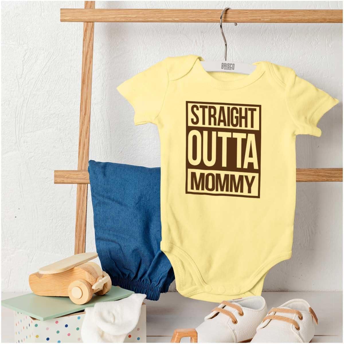 imageBrisco Brands Straight Outta Mommy Hip Hop Baby Romper Boys or GirlsBanana