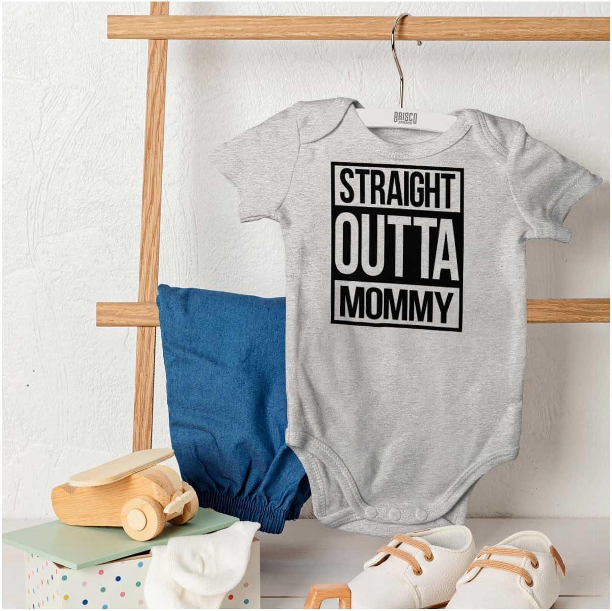 imageBrisco Brands Straight Outta Mommy Hip Hop Baby Romper Boys or GirlsHeather