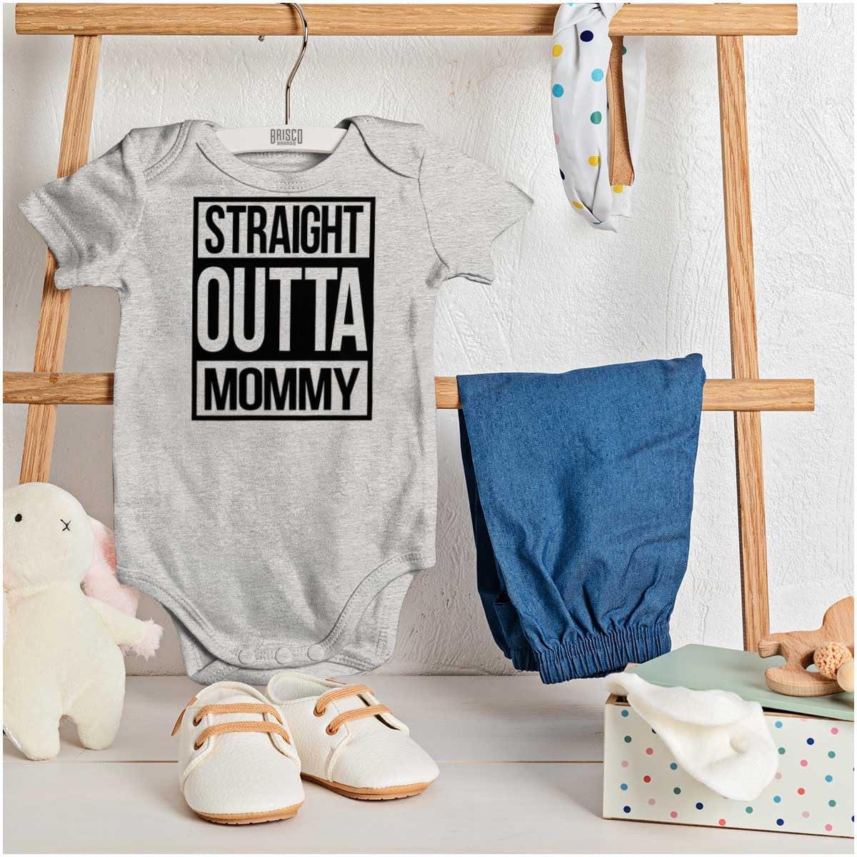 imageBrisco Brands Straight Outta Mommy Hip Hop Baby Romper Boys or GirlsHeather