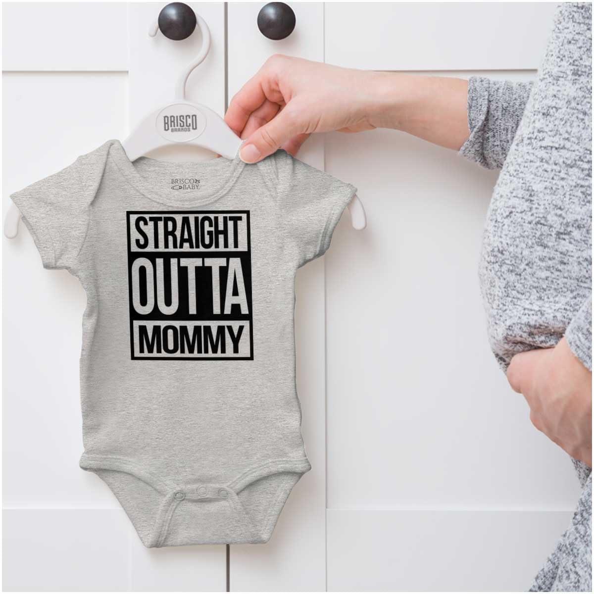 imageBrisco Brands Straight Outta Mommy Hip Hop Baby Romper Boys or GirlsHeather