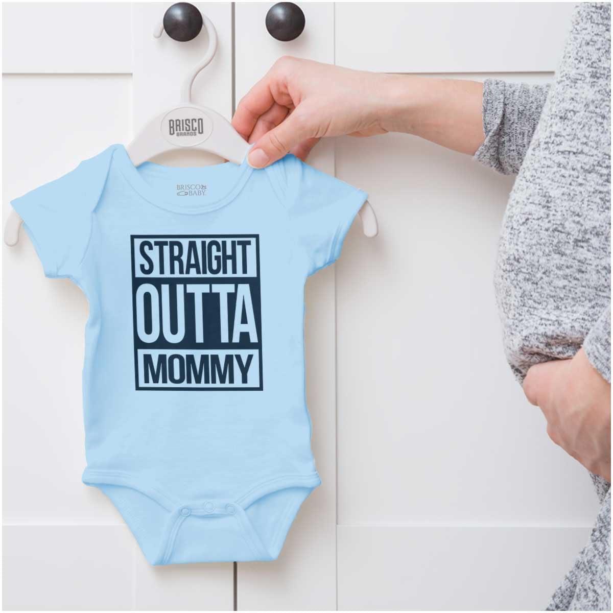 imageBrisco Brands Straight Outta Mommy Hip Hop Baby Romper Boys or GirlsLight Blue