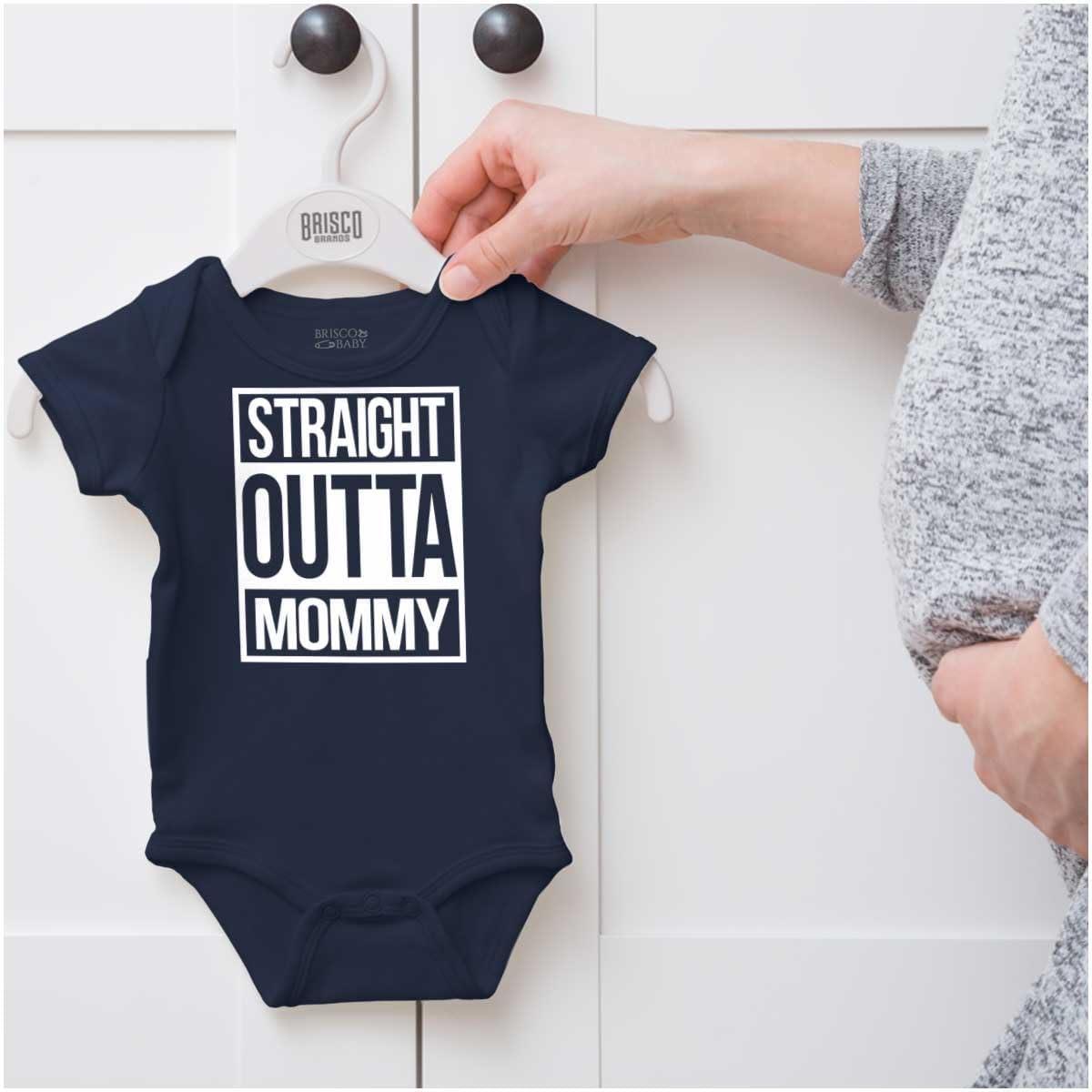 imageBrisco Brands Straight Outta Mommy Hip Hop Baby Romper Boys or GirlsNavy