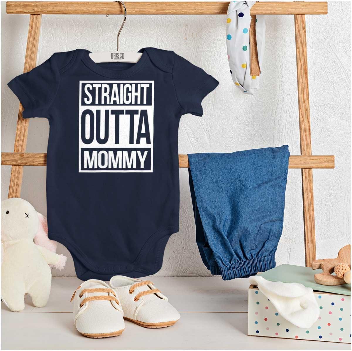 imageBrisco Brands Straight Outta Mommy Hip Hop Baby Romper Boys or GirlsNavy