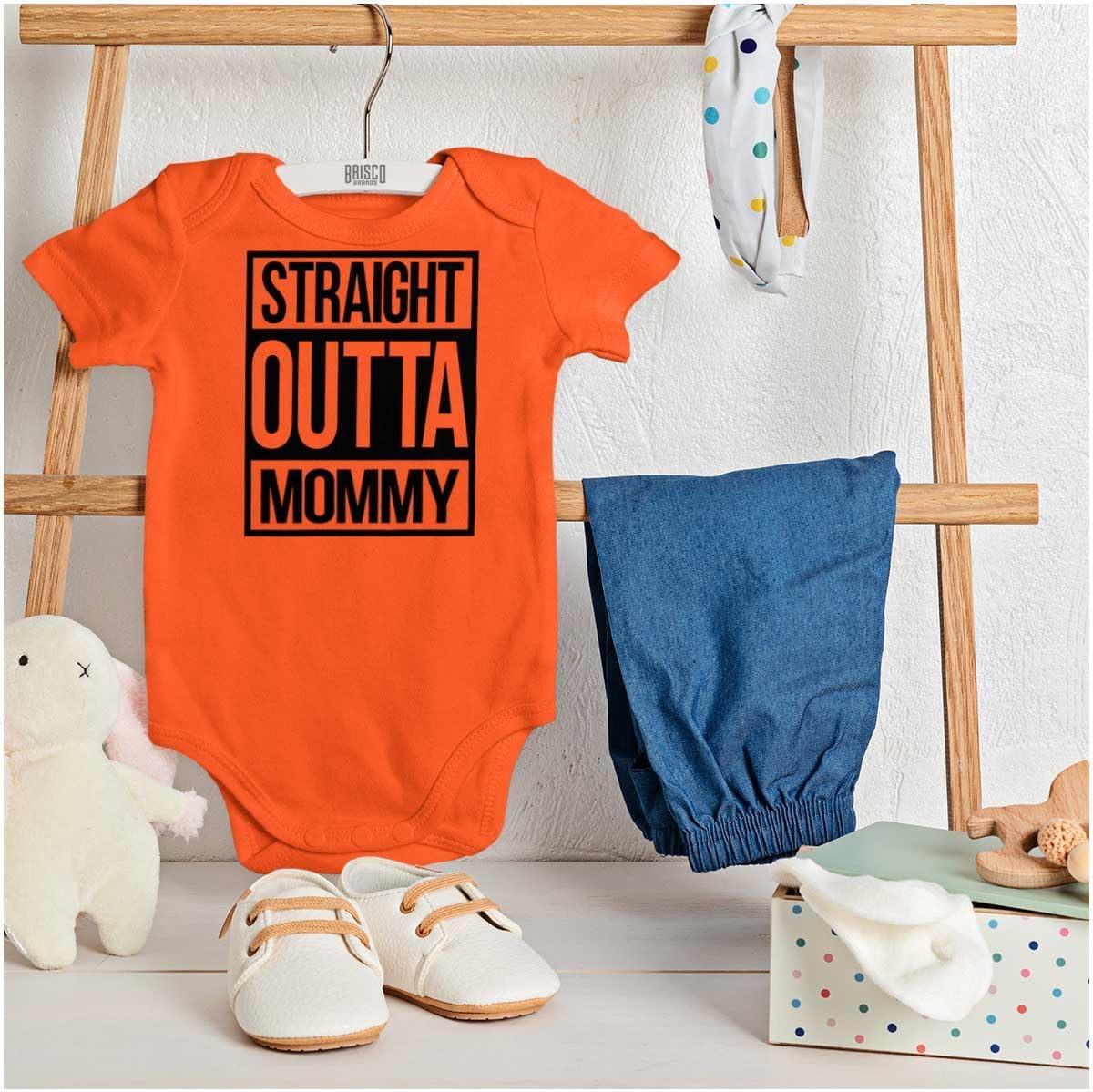 imageBrisco Brands Straight Outta Mommy Hip Hop Baby Romper Boys or GirlsOrange