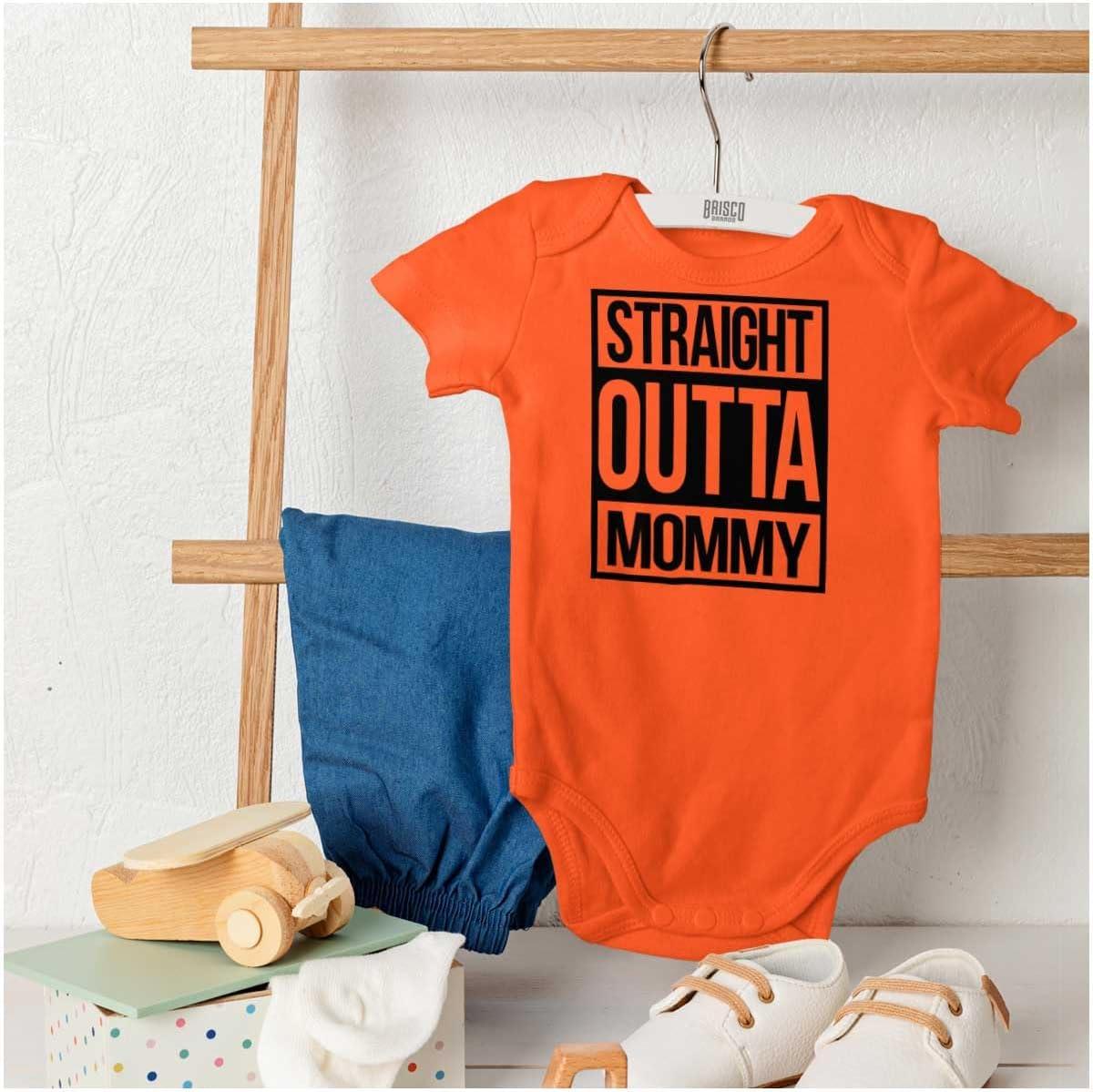 imageBrisco Brands Straight Outta Mommy Hip Hop Baby Romper Boys or GirlsOrange
