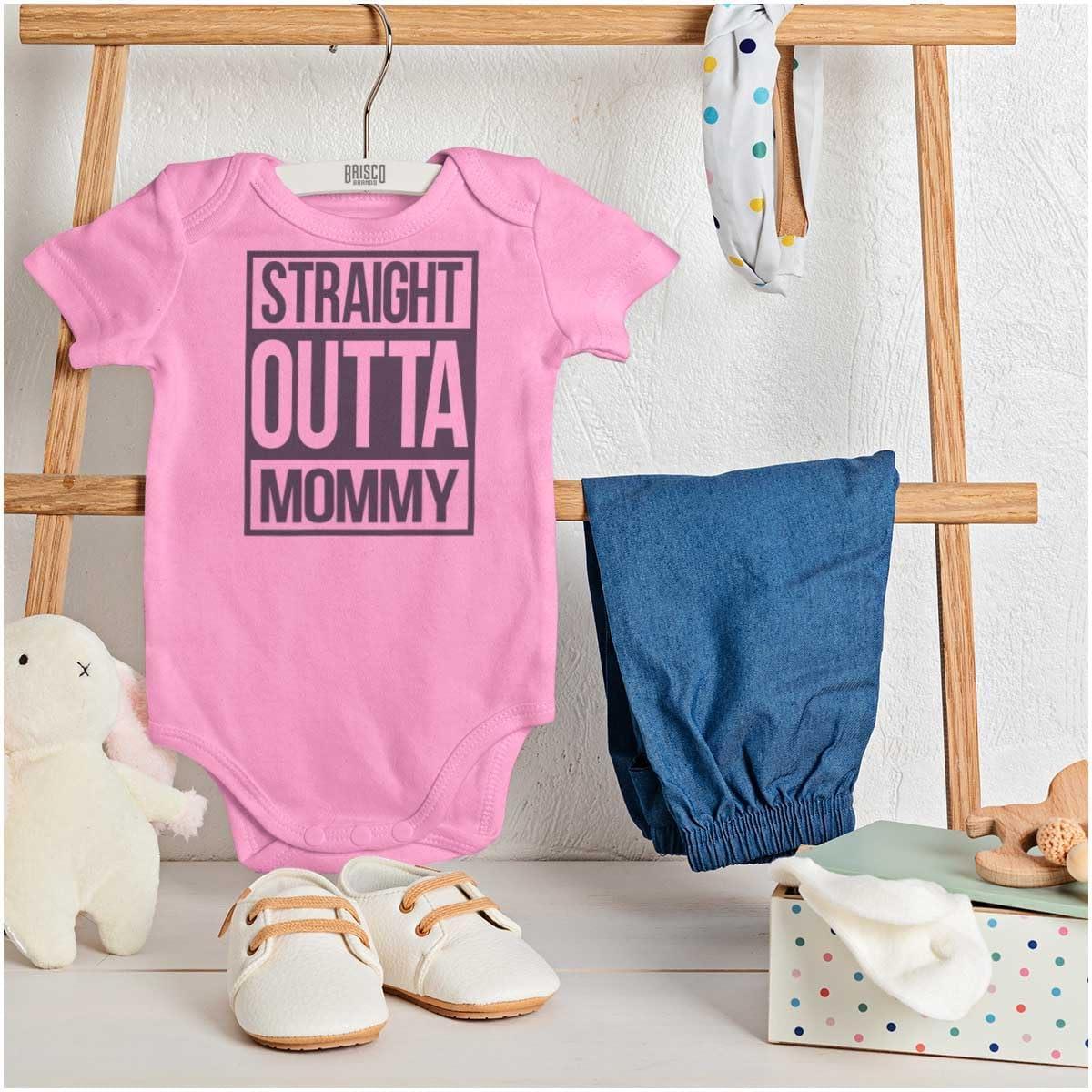 imageBrisco Brands Straight Outta Mommy Hip Hop Baby Romper Boys or GirlsPink