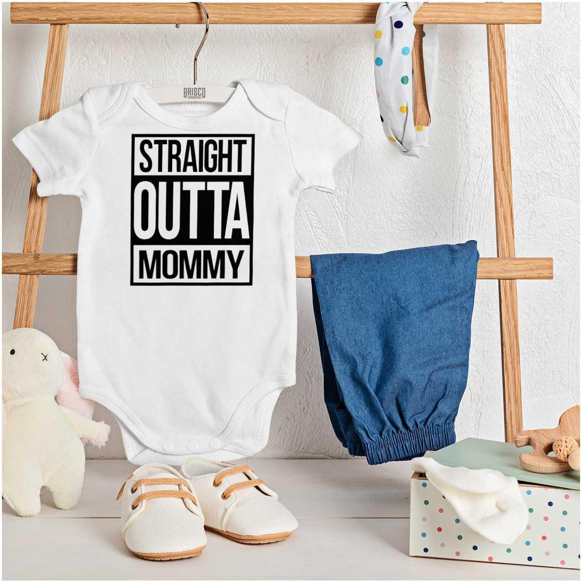 imageBrisco Brands Straight Outta Mommy Hip Hop Baby Romper Boys or GirlsWhite