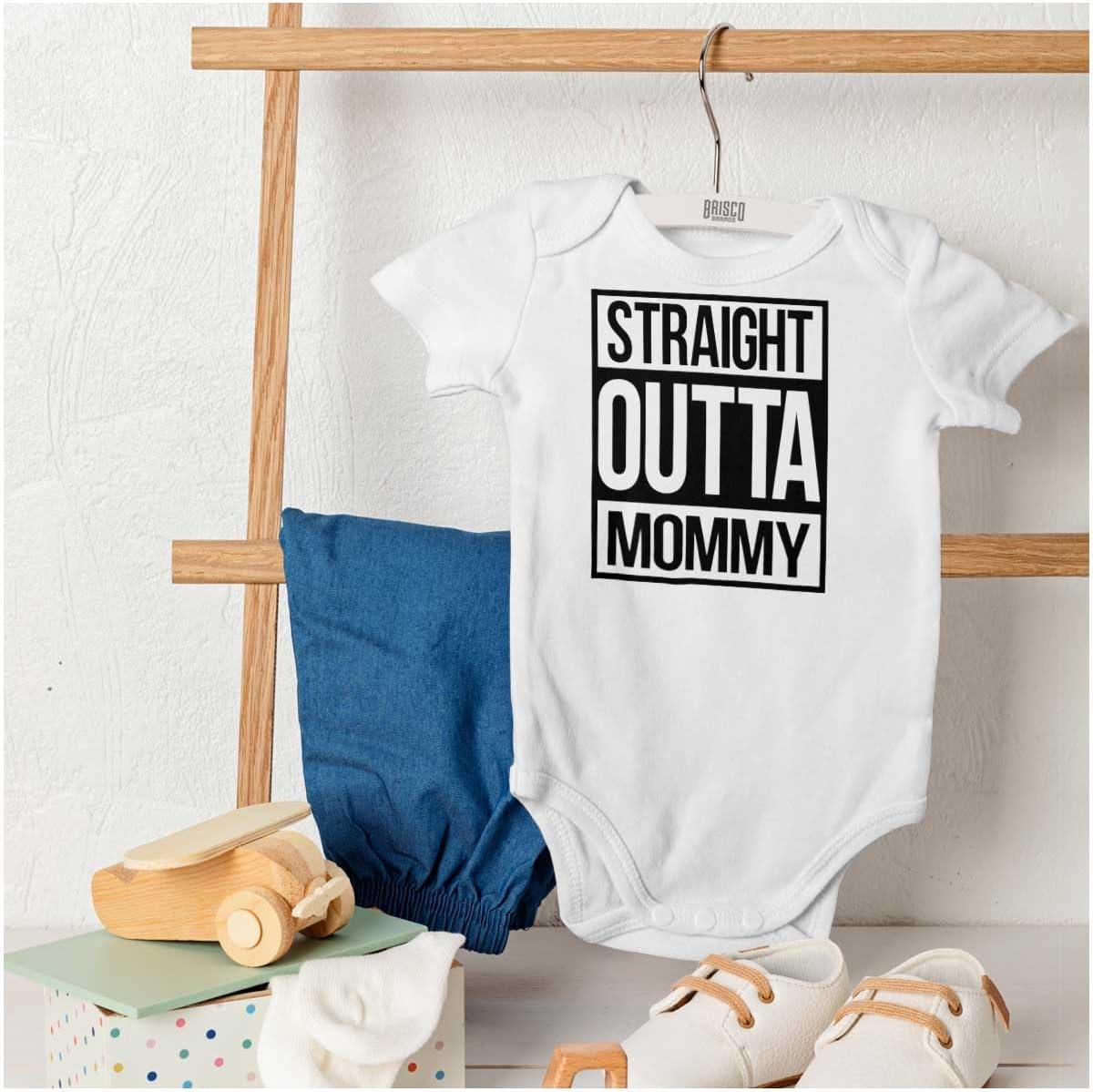 imageBrisco Brands Straight Outta Mommy Hip Hop Baby Romper Boys or GirlsWhite