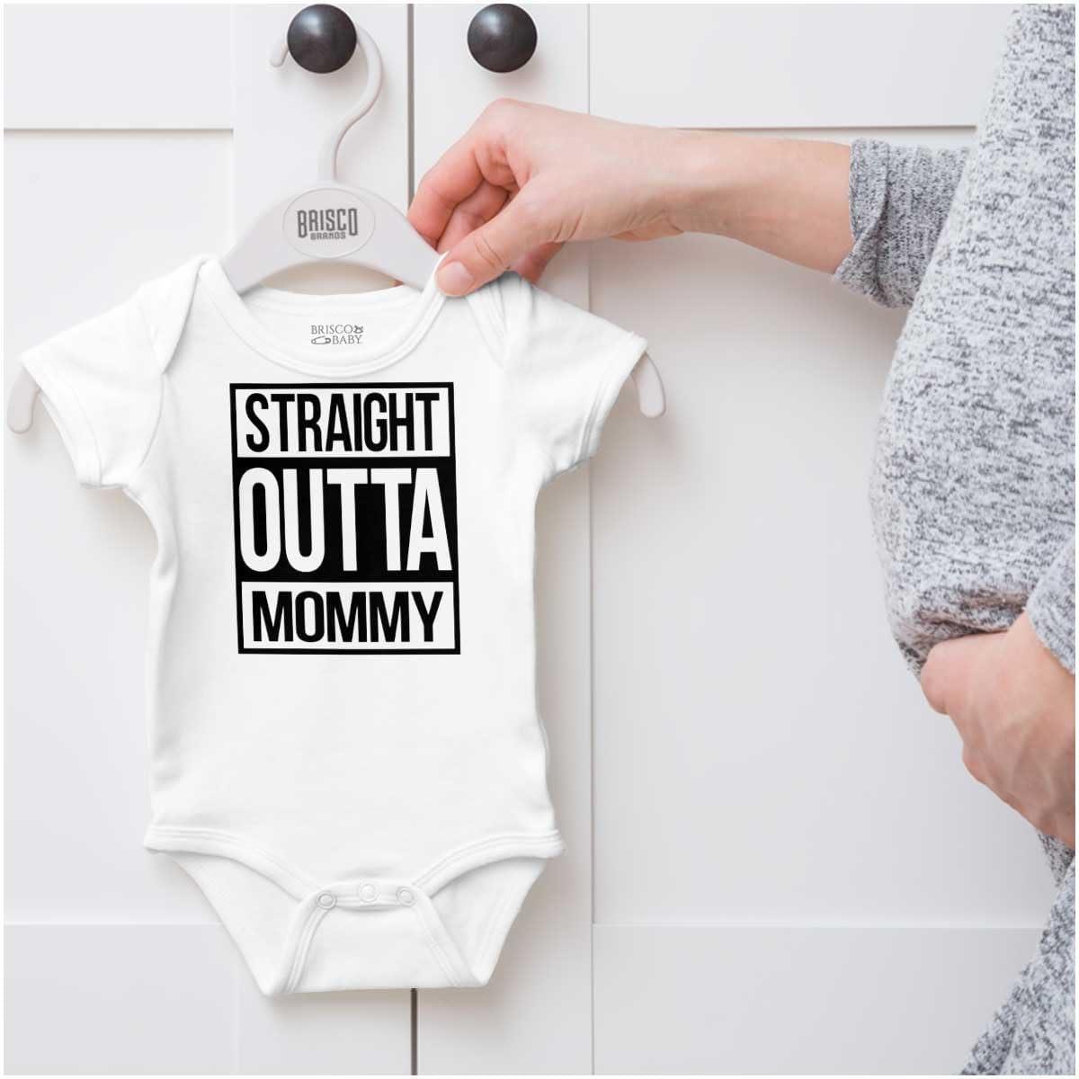 imageBrisco Brands Straight Outta Mommy Hip Hop Baby Romper Boys or GirlsWhite