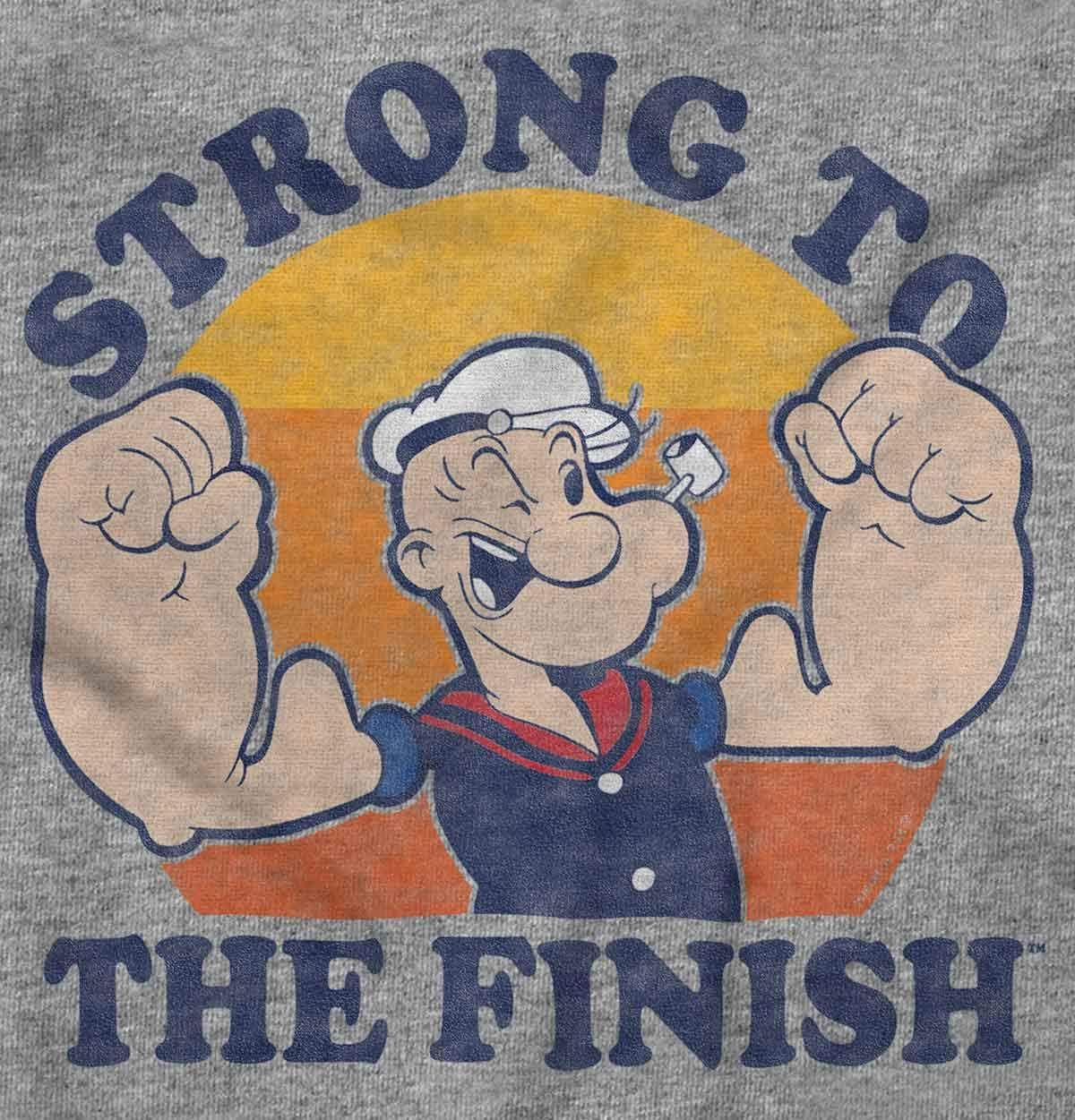 imageBrisco Brands Strong to The Finish Popeye Sailor Graphic T Shirt Men or WomenSport Grey