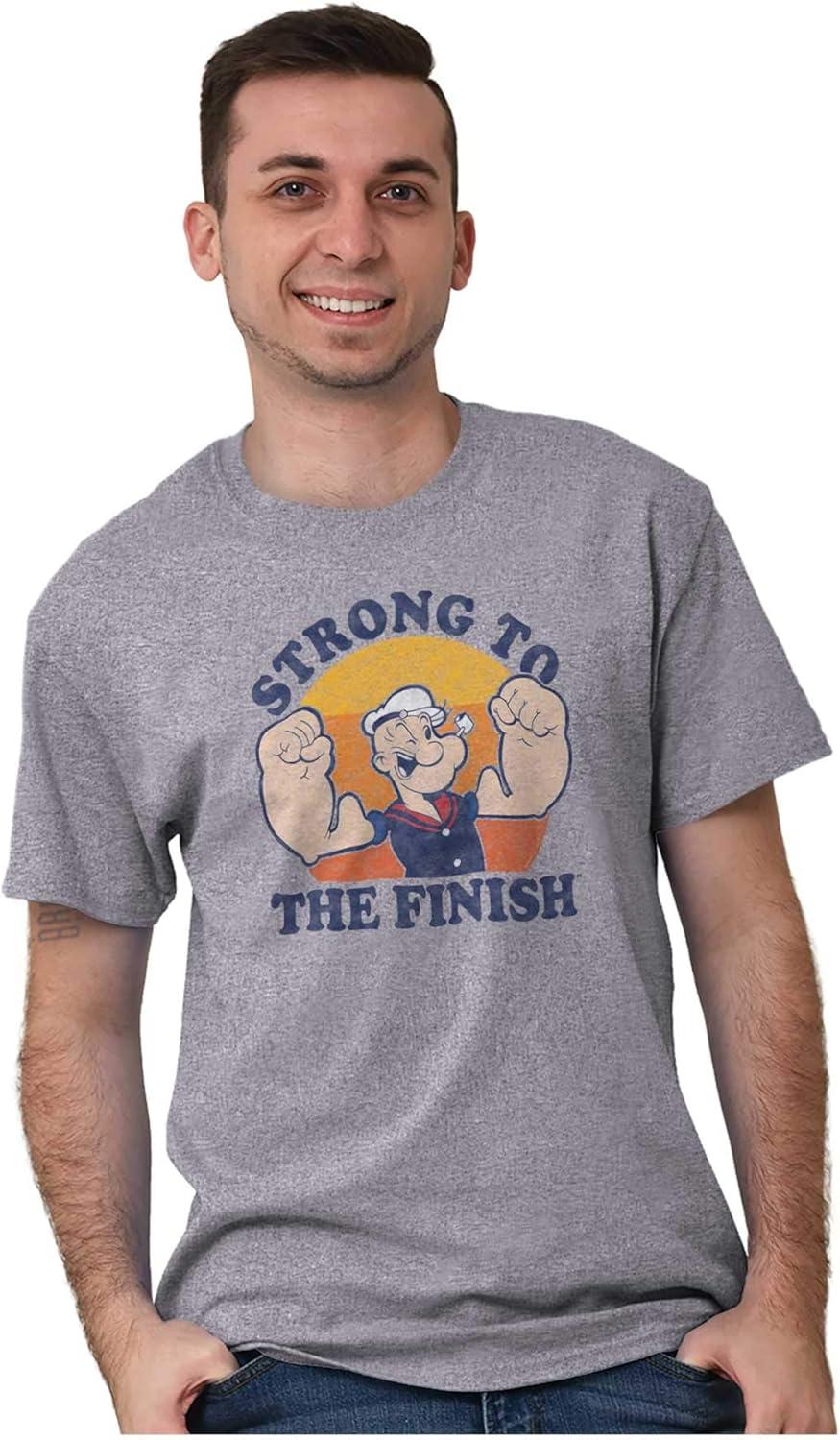 imageBrisco Brands Strong to The Finish Popeye Sailor Graphic T Shirt Men or WomenSport Grey