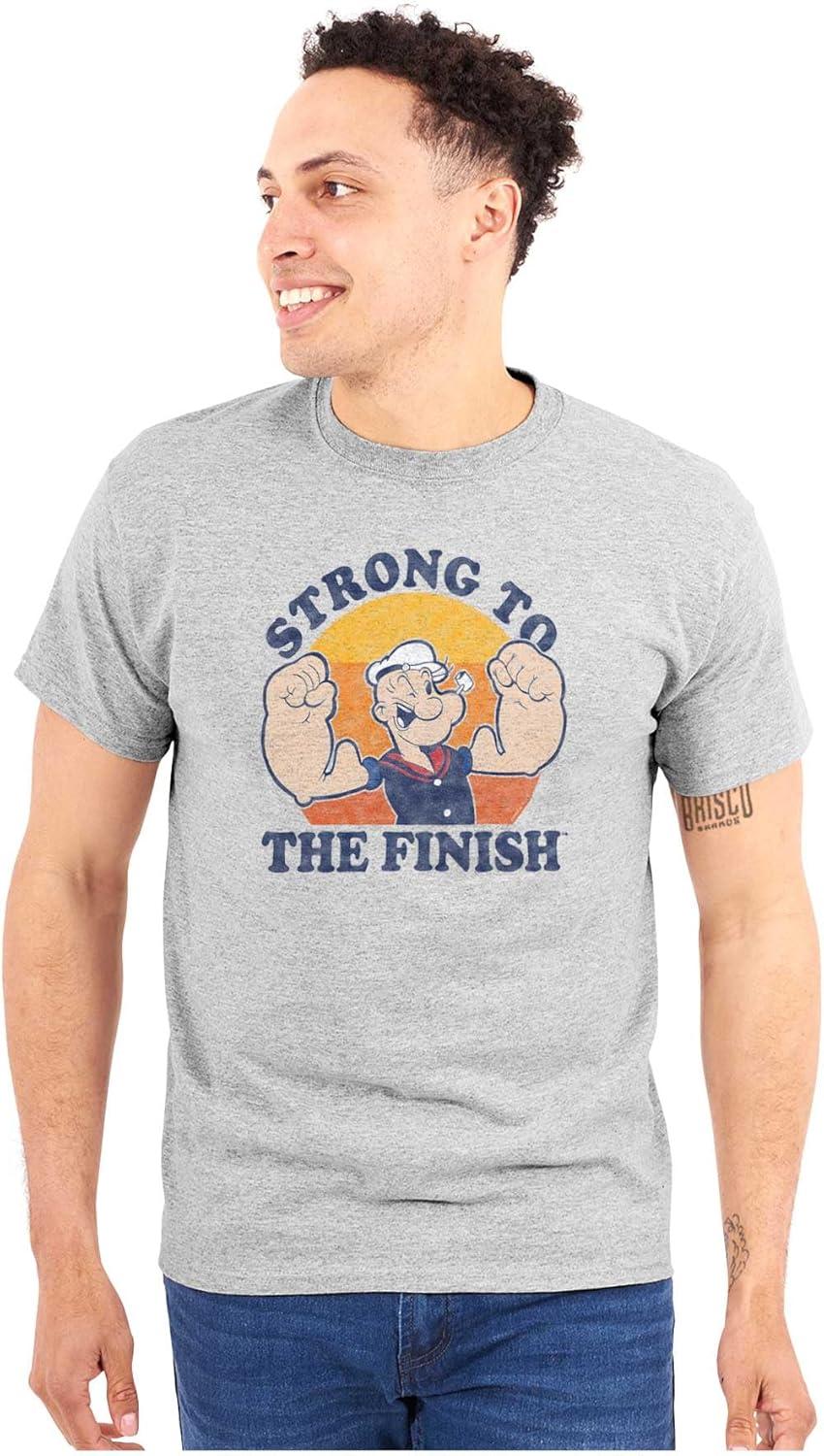 imageBrisco Brands Strong to The Finish Popeye Sailor Graphic T Shirt Men or WomenSport Grey