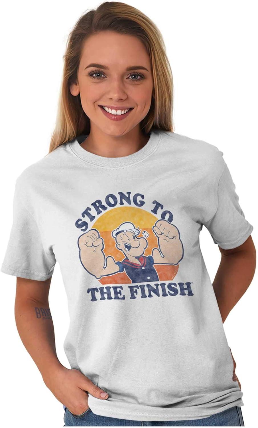 imageBrisco Brands Strong to The Finish Popeye Sailor Graphic T Shirt Men or WomenWhite