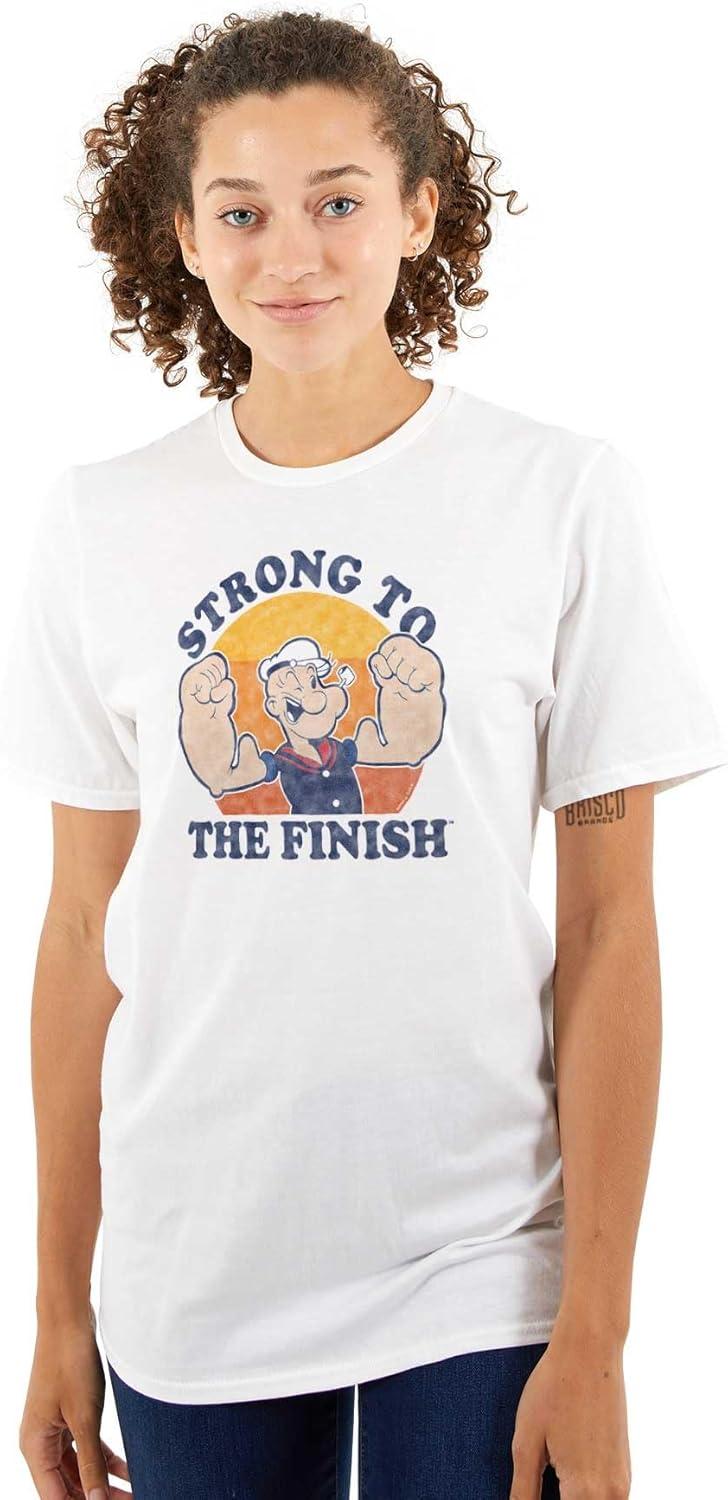imageBrisco Brands Strong to The Finish Popeye Sailor Graphic T Shirt Men or WomenWhite
