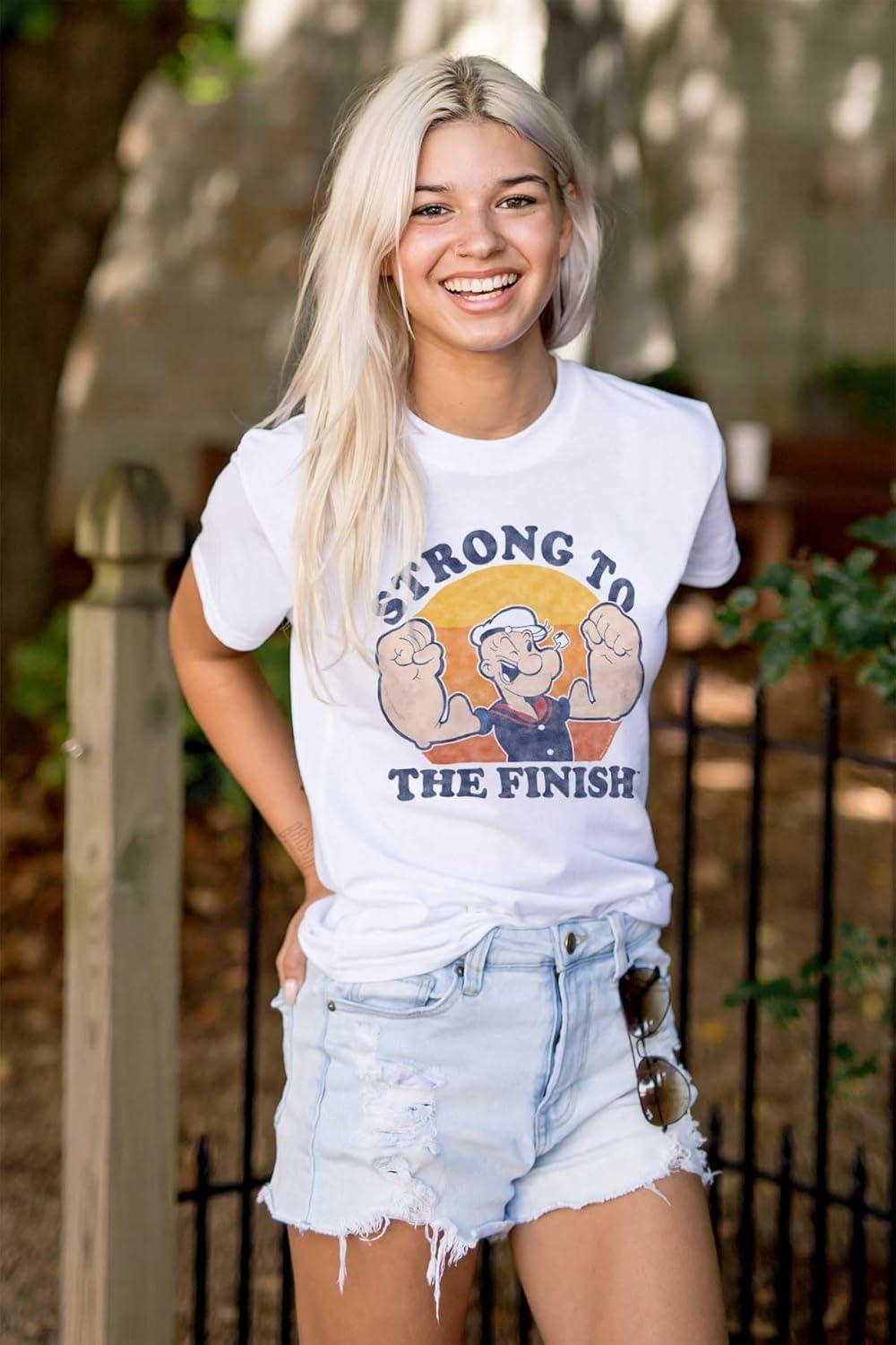 imageBrisco Brands Strong to The Finish Popeye Sailor Graphic T Shirt Men or WomenWhite