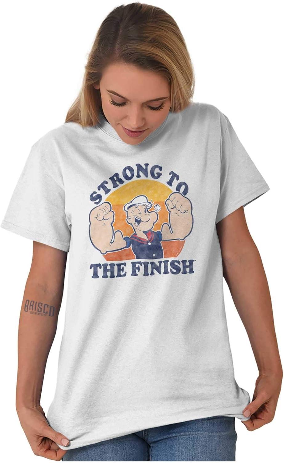 imageBrisco Brands Strong to The Finish Popeye Sailor Graphic T Shirt Men or WomenWhite