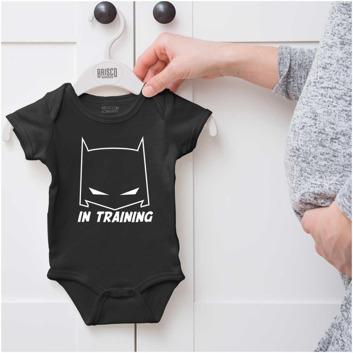 imageBrisco Brands Superhero in Training Dark Baby Romper Boys or GirlsBlack