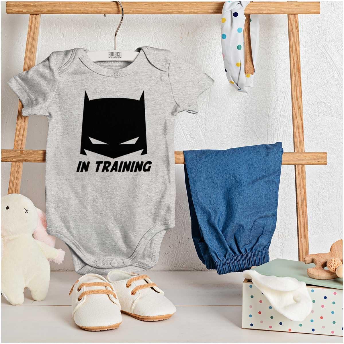 imageBrisco Brands Superhero in Training Dark Baby Romper Boys or GirlsHeather