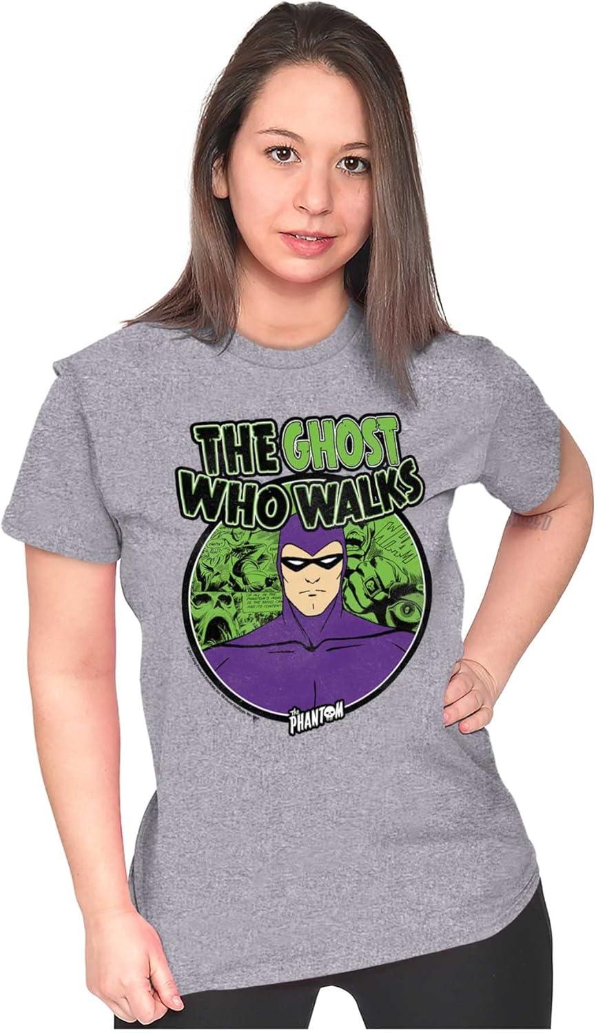 imageBrisco Brands The Phantom Ghost Who Walks Womens Slim Fit Graphic TeeSport Grey