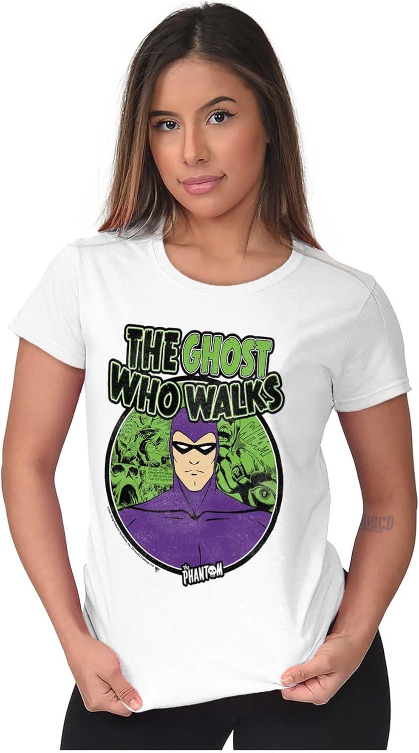 imageBrisco Brands The Phantom Ghost Who Walks Womens Slim Fit Graphic TeeWhite