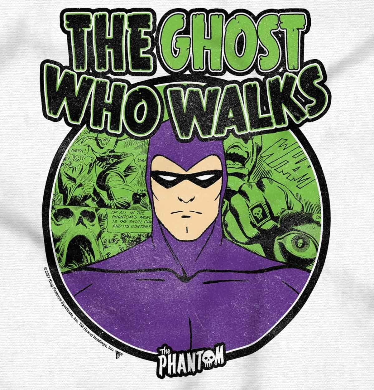 imageBrisco Brands The Phantom Ghost Who Walks Womens Slim Fit Graphic TeeWhite