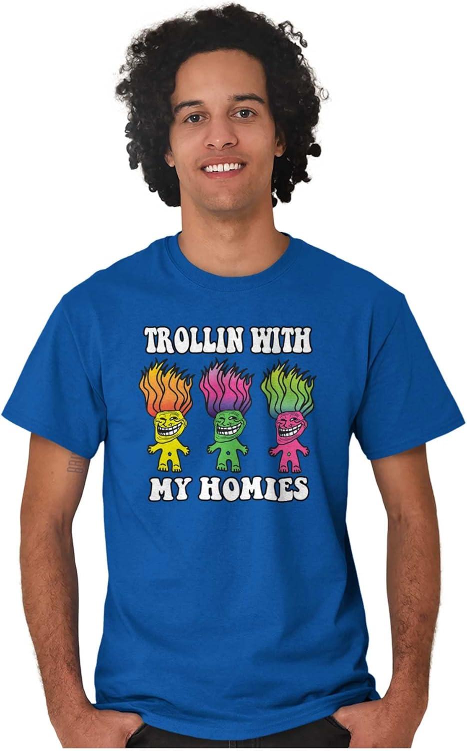 imageBrisco Brands Troll Face Memes Smiling Trollface Graphic T Shirt Men or WomenRoyal