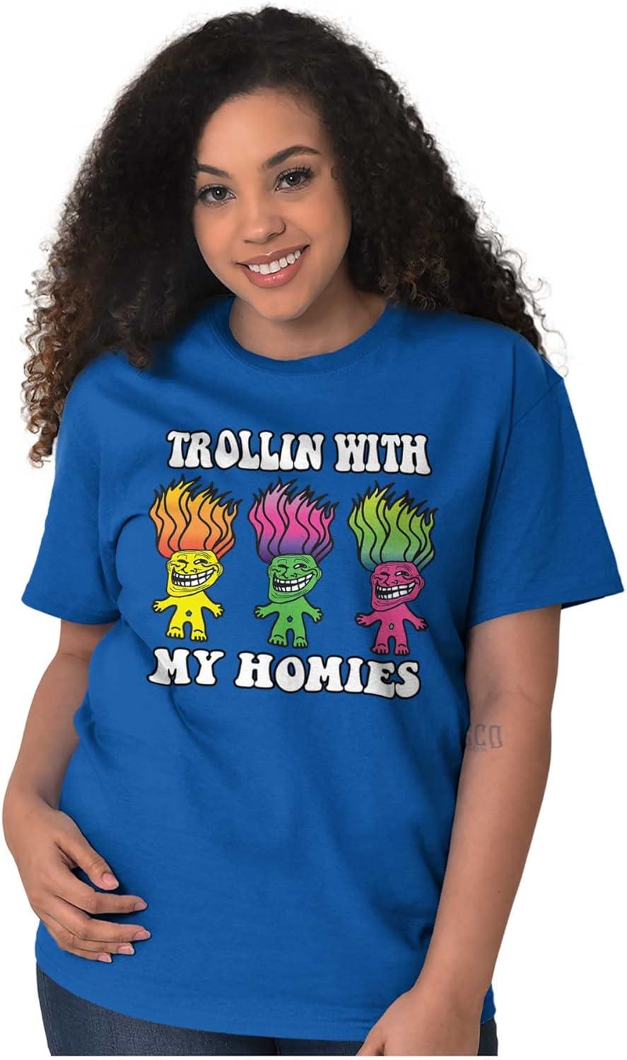 imageBrisco Brands Troll Face Memes Smiling Trollface Graphic T Shirt Men or WomenRoyal
