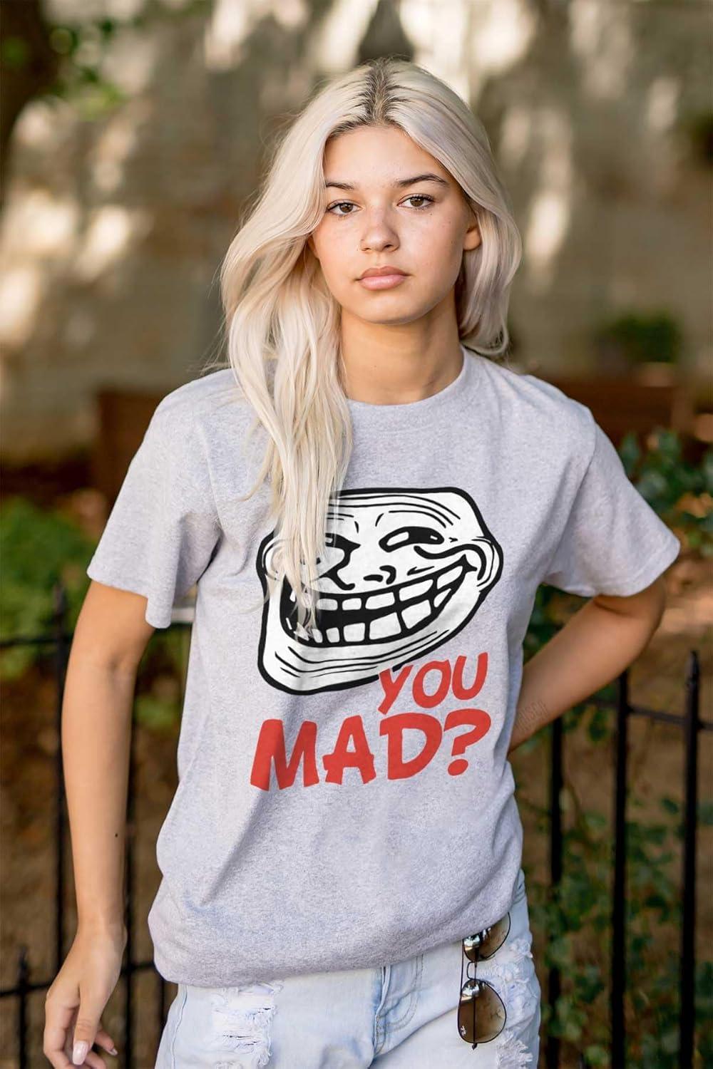 imageBrisco Brands Troll Face You Mad Trollface Meme Graphic T Shirt Men or WomenSport Grey