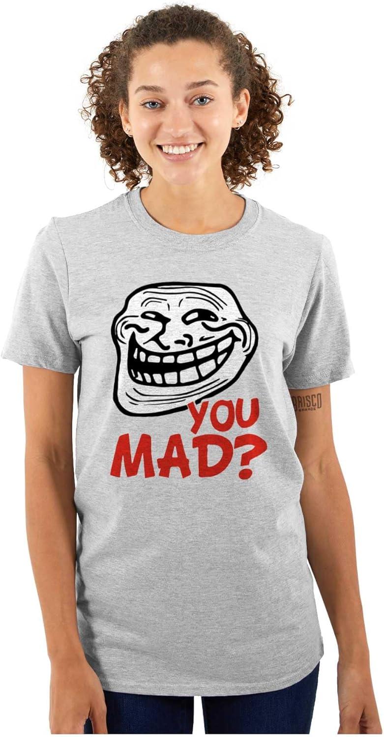 imageBrisco Brands Troll Face You Mad Trollface Meme Graphic T Shirt Men or WomenSport Grey